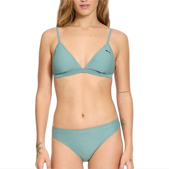 PUMA Moss Green Triangle Built-in-Bra Lined Bikini Swimsuit Size XXL‎ NEW - Picture 1 of 11